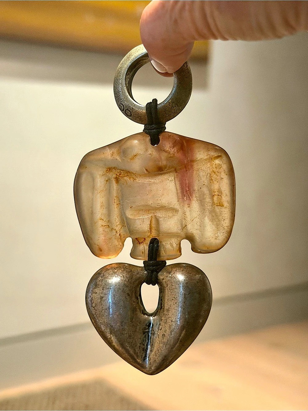 Intentionally Rustic,Sculptural Bird Heart Pendant Tribal Treasure.